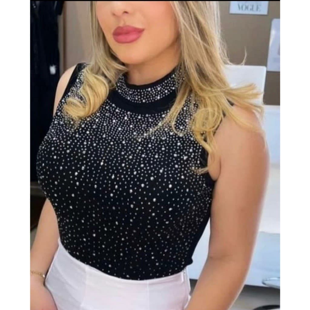 Body feminino gola alta pedraria M e Plus Size