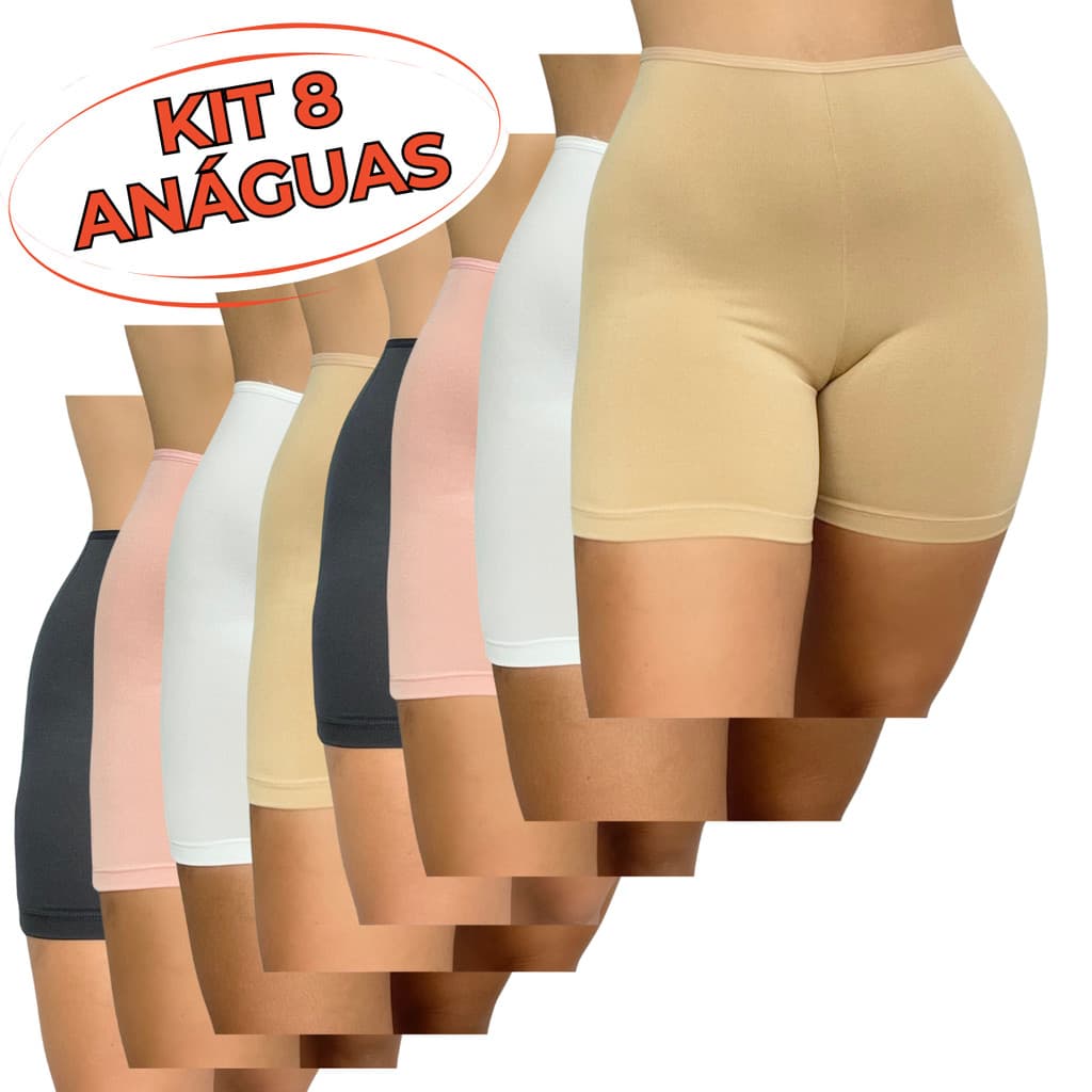KIT 8 Anágua Short Segunda Pele Liso Feminina Short Básico