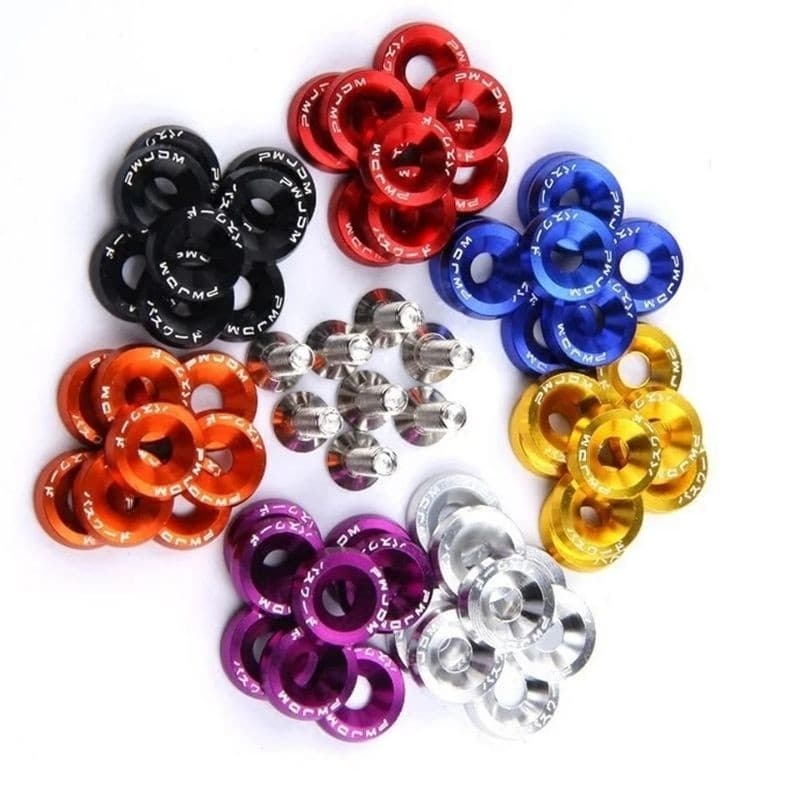 Kit 10x parafuso m6x20 + arruelas anodizadas placa carro moto--+ATACADAO--+