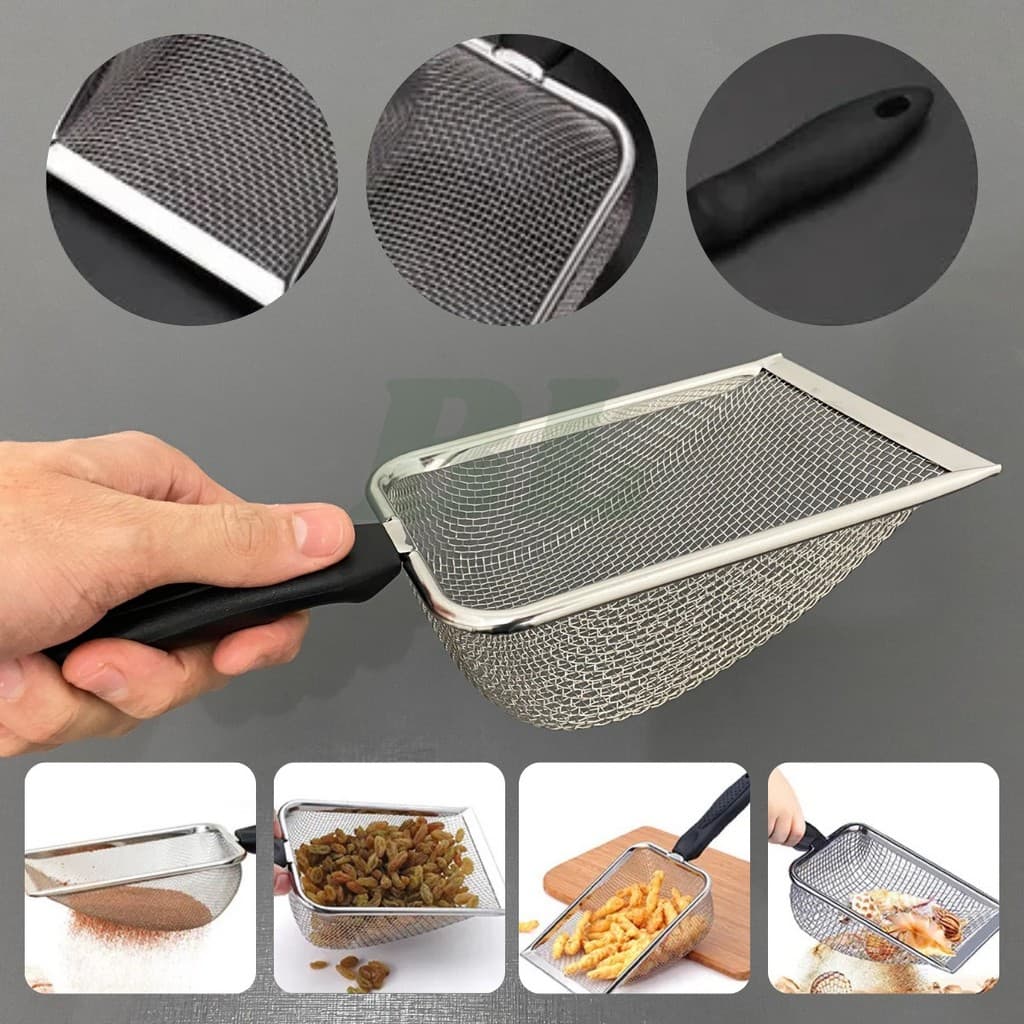 Pázinha Prática Pá Higiênica Limpeza Areia para Gatos Animais de Estimação Peneira Coletora Aço Inox