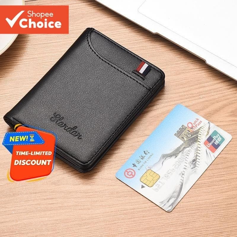 Carteira Vertical Ultrafina Masculina-Porta-Cartões Fino Para Licença E Moedas ​