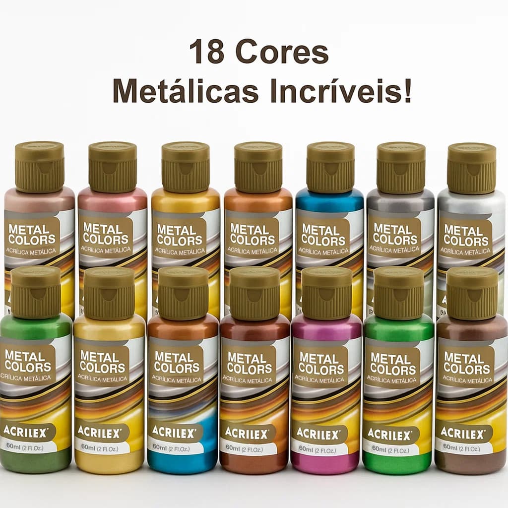 Tinta Acrílica Metálica Acrilex 60ml Metal Colors | +20 Cores escolha sua Cor