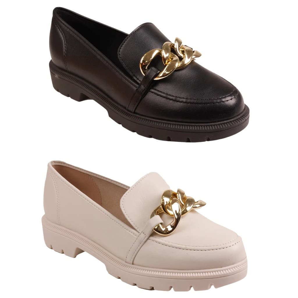 Sapato Feminino Mocassim Beira Rio Oxford Tratorado Bridão