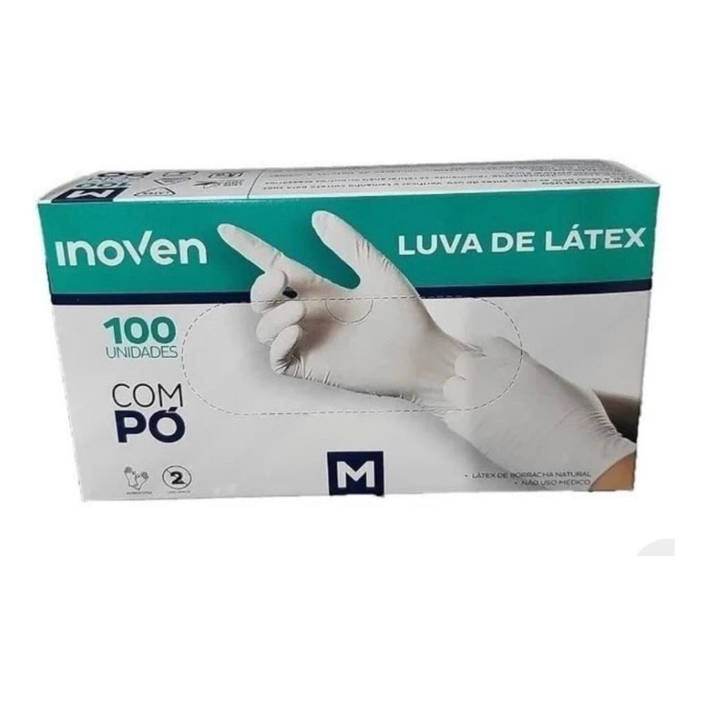 Luva de Látex Procedimento Com Pó Tamanho M com 100 Unidades Inoven