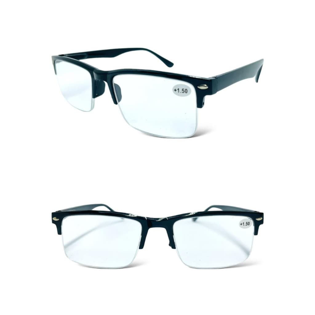 óculos de leitura com grau Perto de Quadrado meia moldura para Descanso Presbiopia Vista Cansada  feminina e masculina+ 1,00 até + 4,00
