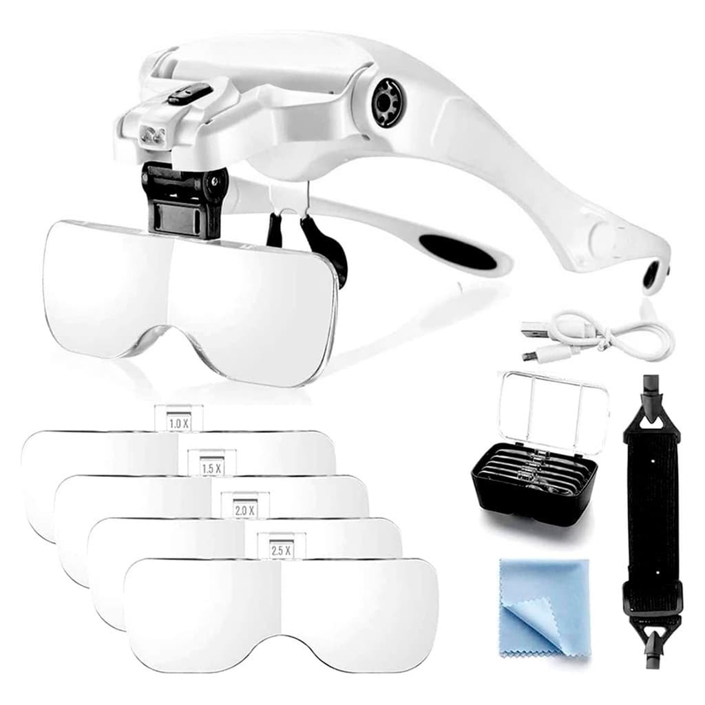 Lupa de Cabeça com Ajuste de Tamanho e Lentes Diversas