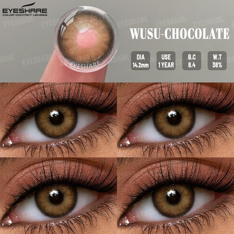 EYESHARE 1 Par De Lentes De Contato Marrom CHOCOLATE Multicoloridas 1 Ano De Uso Com Coloridas Estojo