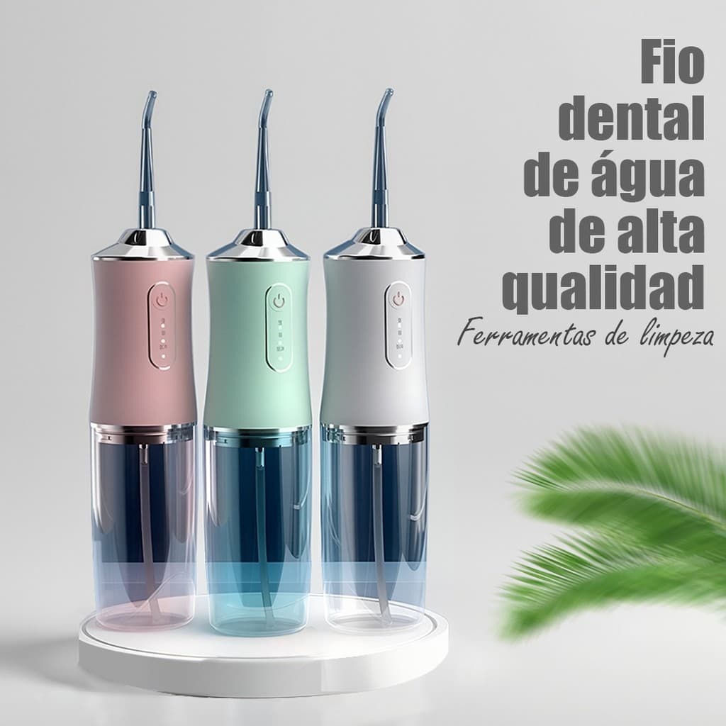 Kit Higiene Bucal 2 em 1: Escova Dental Elétrica + Irrigador Bucal Portátil – Limpeza Profunda com USB Recarregável