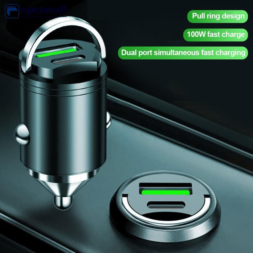 Nobleflying OMALL Mini Portas Duplas Puxar Anel Carregador De Carro USB Carregamento Rápido QC 3.0 Telefone Adaptador De