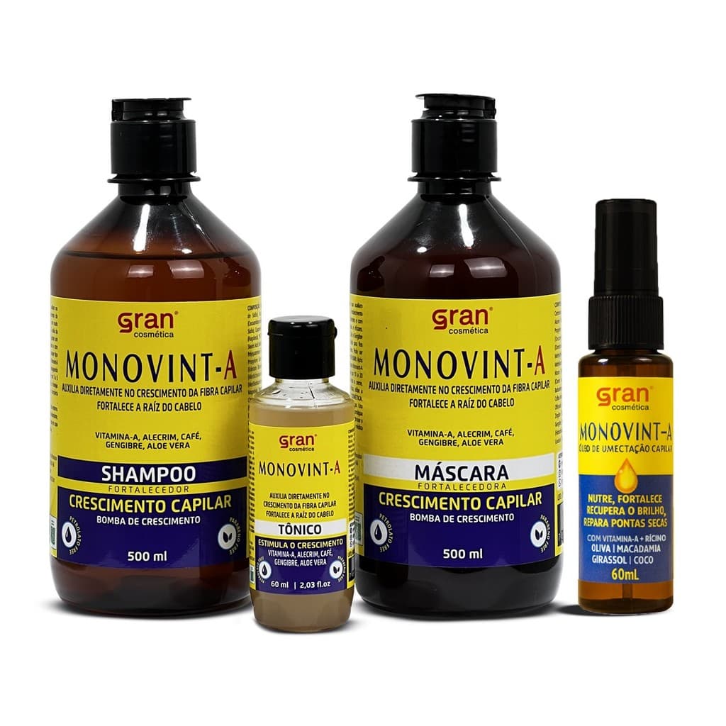 Kit Crescimento Capilar Acelerado Monovin A Completo Com Óleo de Umectação