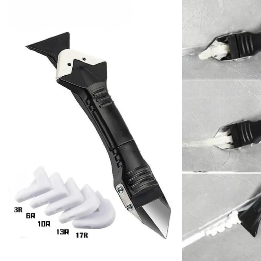 Espátula Rejunte Removedor De Silicone 3 em 1 Raspador Calafetagem Com 5 Tipos De Rarios de acabamento Para Piso Massa