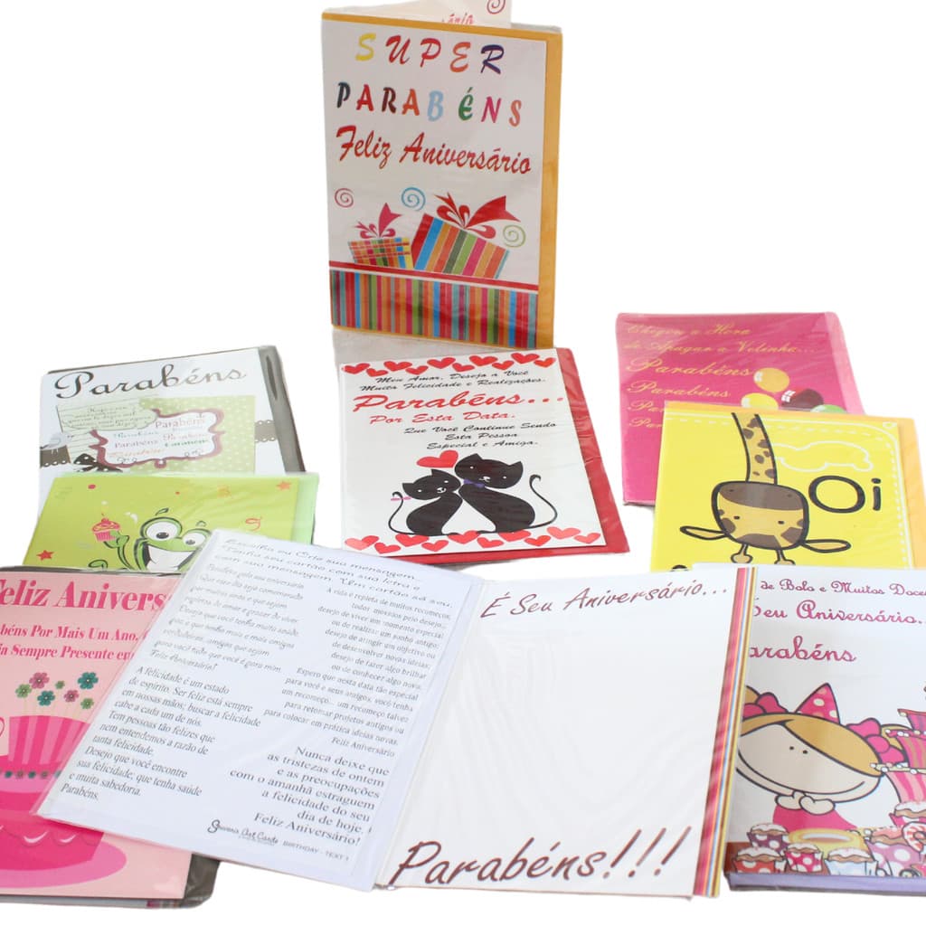 Cartão de Parabéns Feliz Aniversário 18 x 12cm com envelope