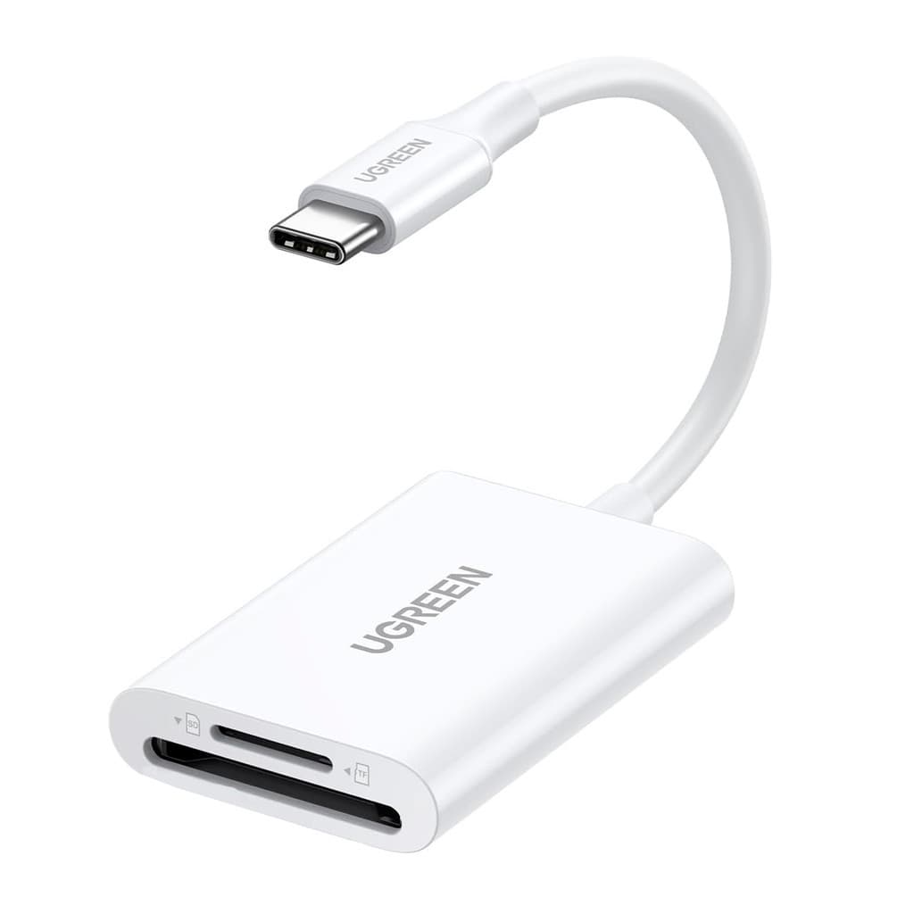 Leitor Cartão Memória Ugreen Micro e Sd p/Usb-C Branco