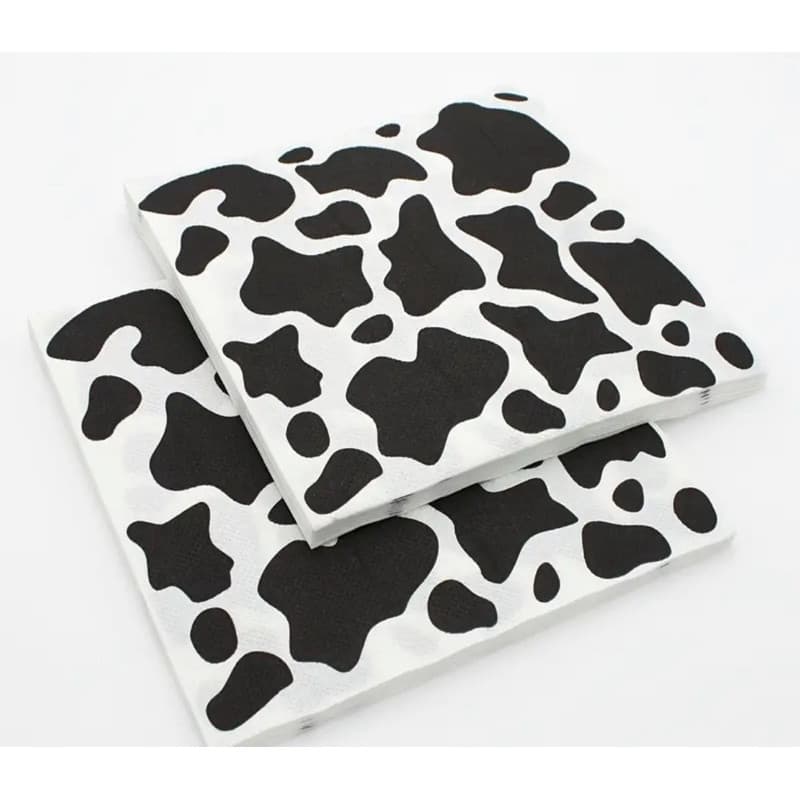 Kit 150 Guardanapo Vaquinha Papel Festa Fazendinha 20cmX22cm Guardanapo Manchas de Vaca Aniversário Fazenda Vaca Malhada