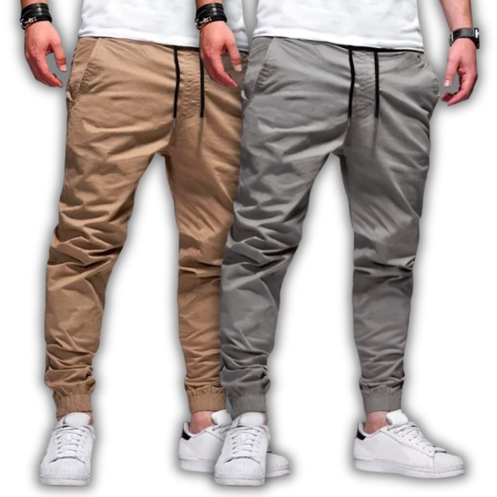 Calça Jogger Masculina Sarja ou Jeans 4 Bolsos com Punho Elástico Streetwear