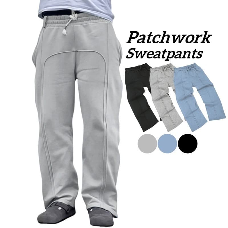 Calça Moletom Masculino Plus Size Patchwork com Preenchimento - Roupas de Outono/Inverno