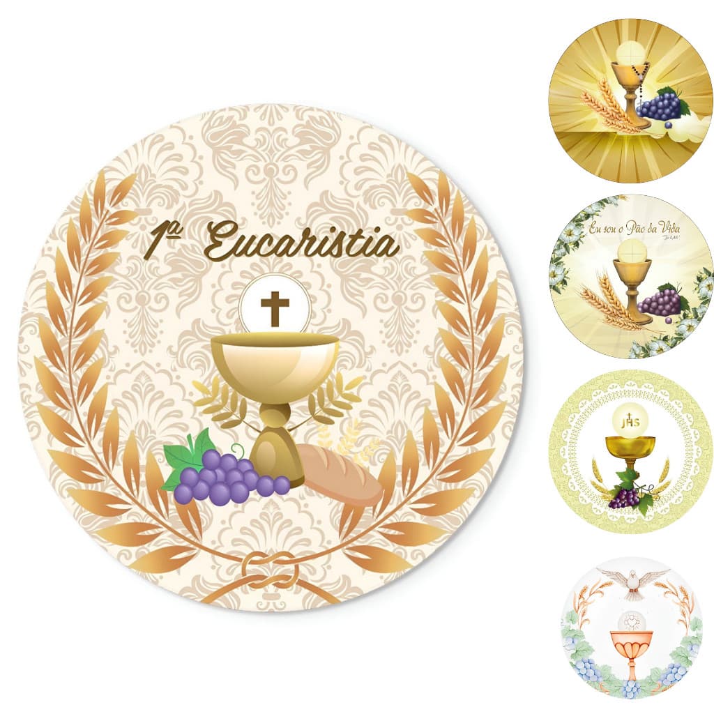Capa Painel Redondo Eucaristia Mesa Sublimado C/ Elástico 50×50Cm