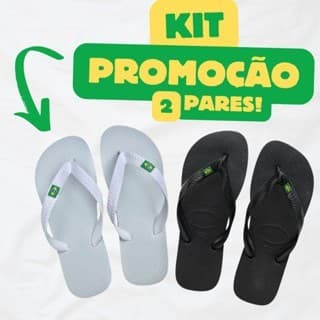 Kit 2 Pares Chinelo de Dedo Unissex Adulto e Infantil com Bandeirinha Brasil – Leve e Confortável
