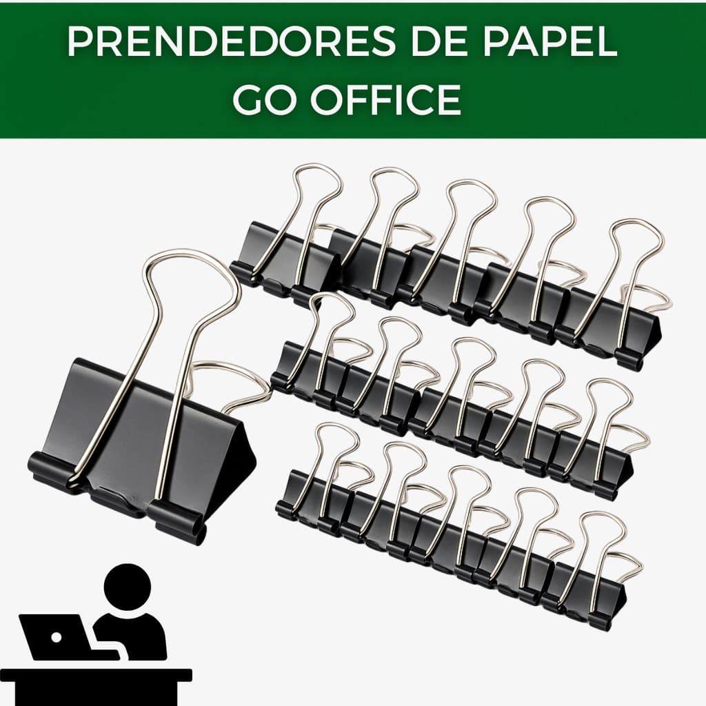 Caixa de Prendedor de Papel Binder Clip Preto 25 51 e 19mm