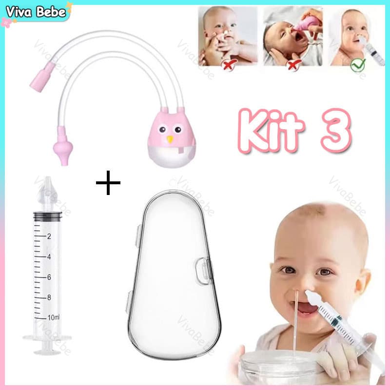 Kit Praticidade e Higiene do Bebê Nariz aspirador nasal seringa com Estojo para limpeza nasal bebê
