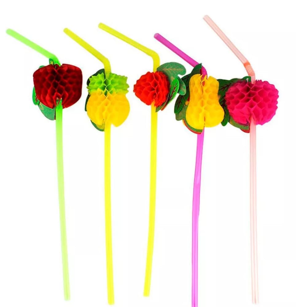 12-24-36-48 Canudos Frutas Tropicais Coloridos p/ Drink e Bebidas