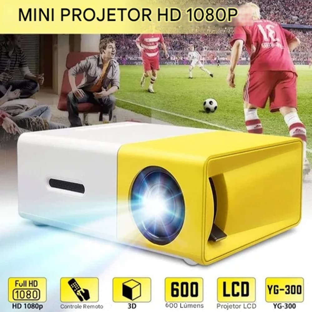Projetor LED Portátil YG300 | Full HD 1080P, 600 Lumens, Suporta Conexão HDMI, Envio Imediato após Pedido