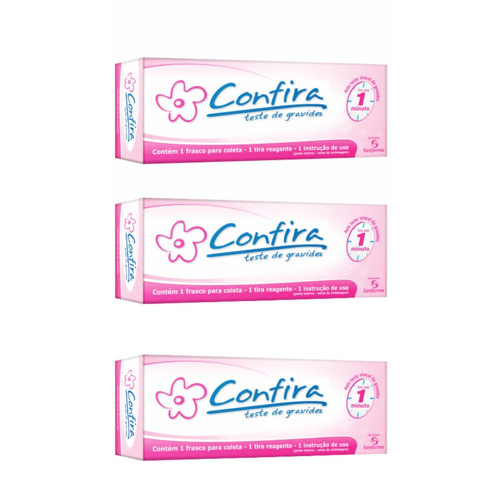 Kit 3 Testes de Gravidez Confira Resultado 1 minuto - Sanfarma