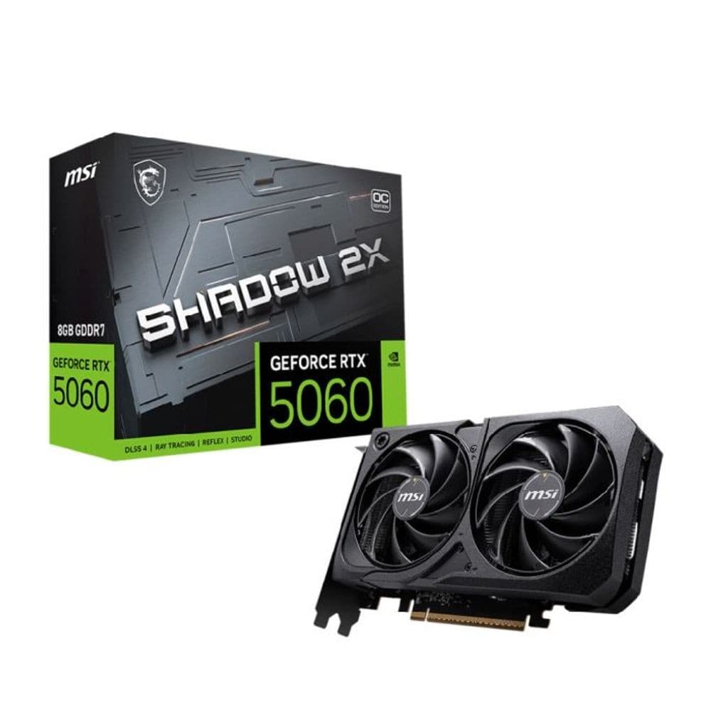 Placa de Vídeo NVIDIA GeForce MSI RTX5060 8GB GDDR7 128BITS SHADOW 2X OC - 912-V537-037