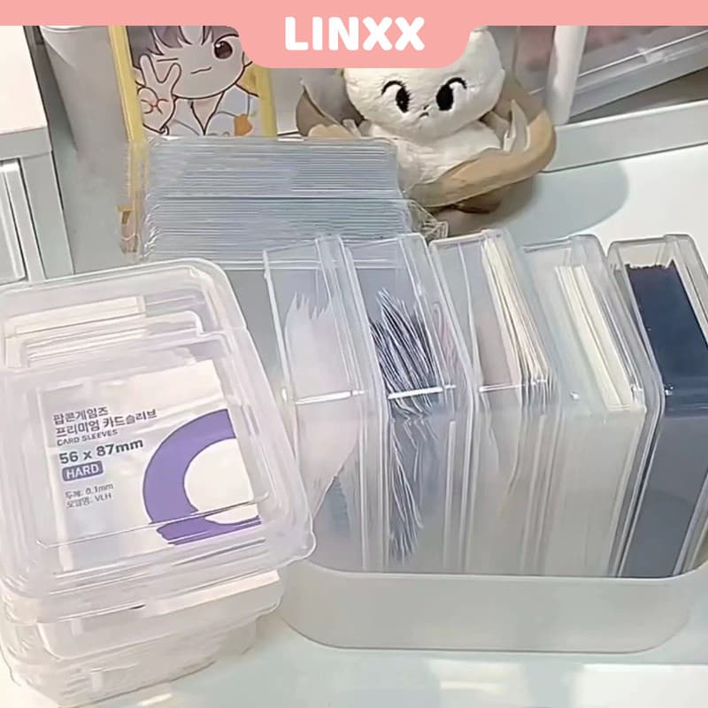 LINXX Caixa De Armazenagem Flip Transparente Para Pipoca Mini Plástica Organizadora De Cartões Lomo