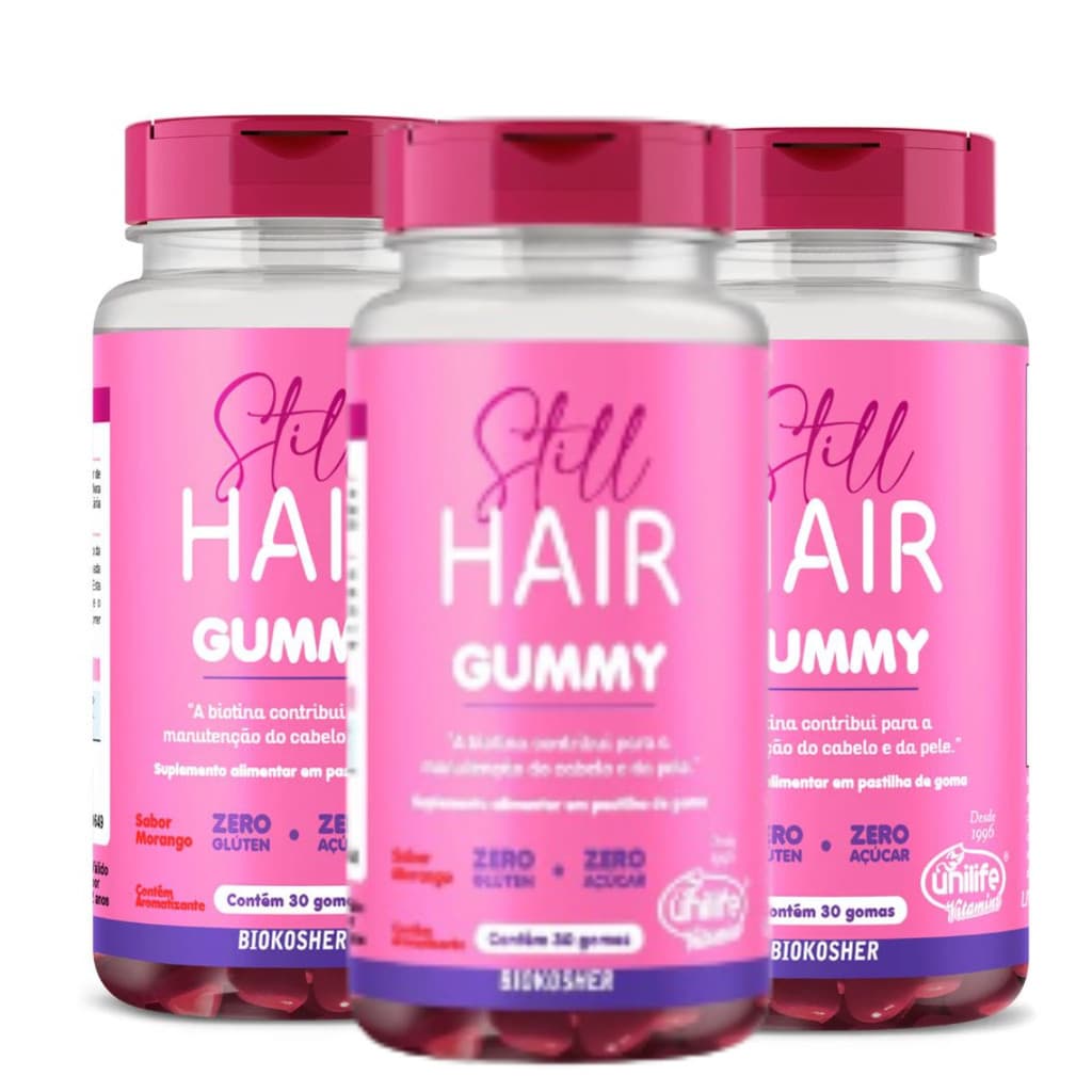 Kit 3 Gummy Hair Still Para Cabelos e Pele 30 Gomas - Unilife