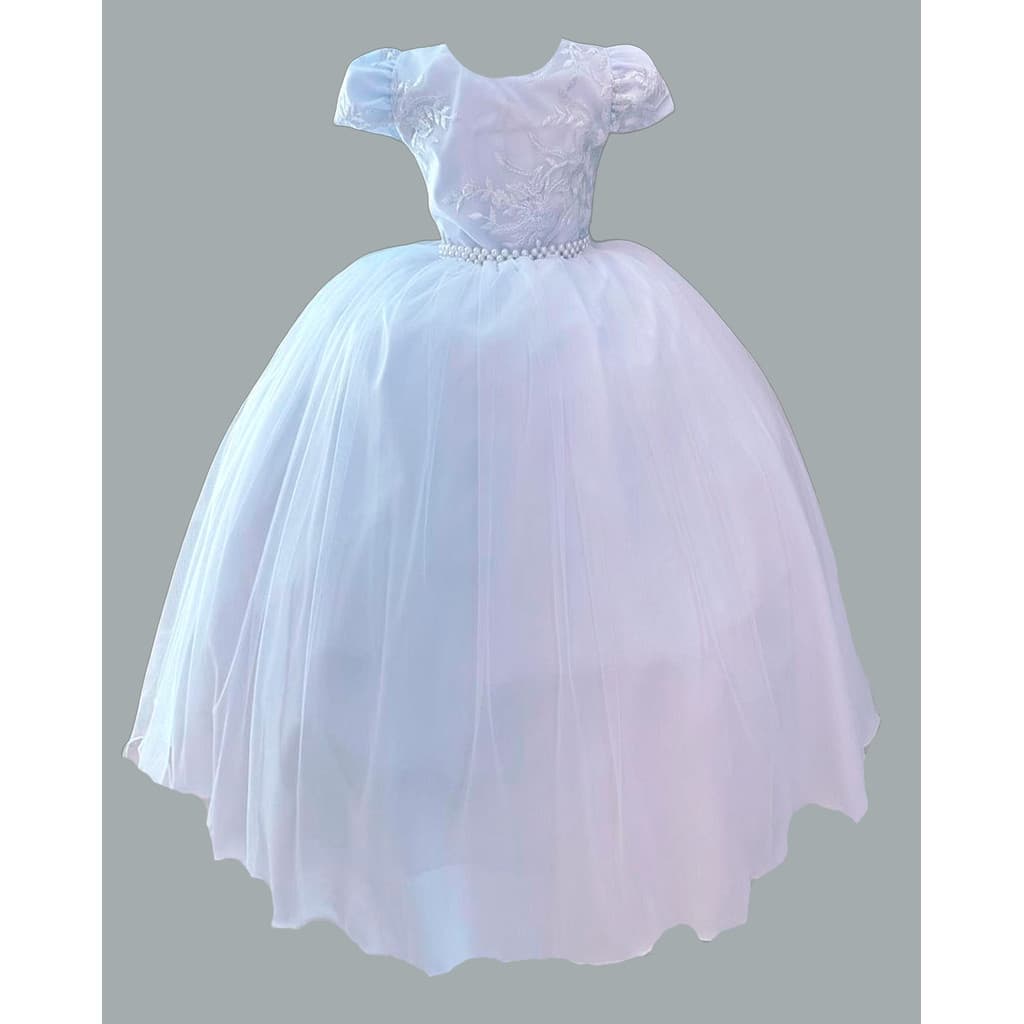 Vestido Infantil Branco Longo Daminha Batizado Casamento Comunhão
