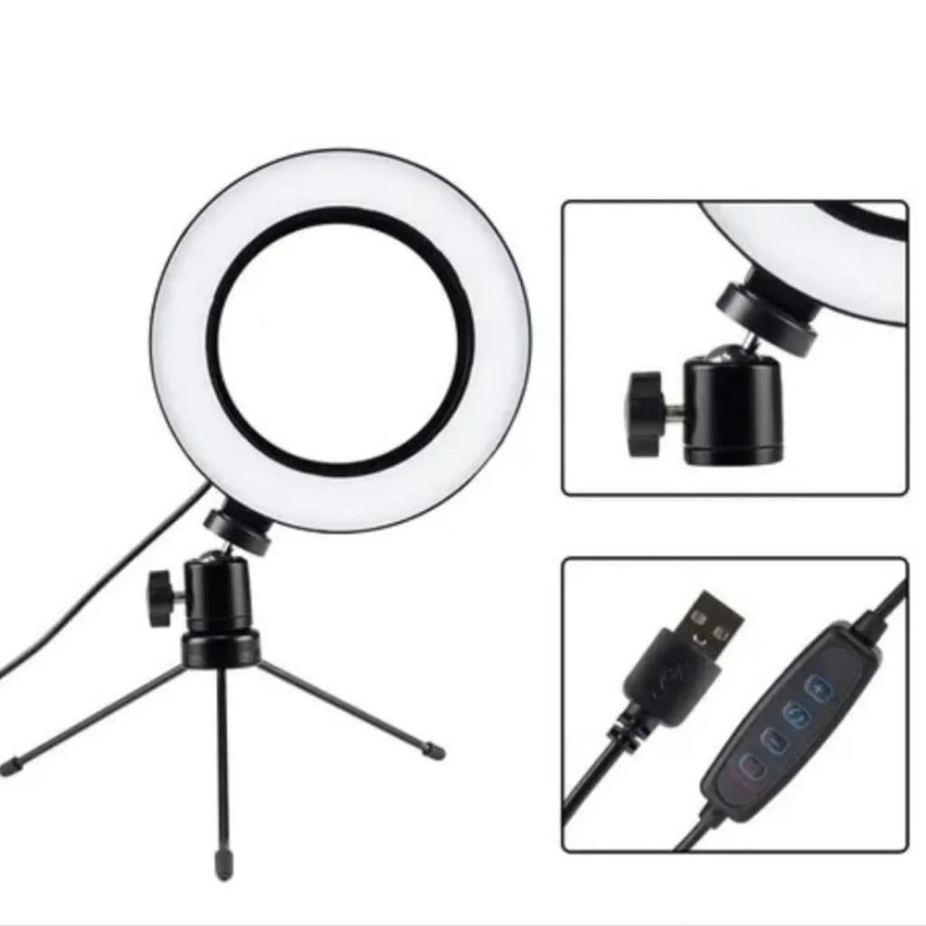 Ring Light de Mesa Blogueira Portátil Luminária De Led 6 Polegadas + Tripé De 16 Cm Right
