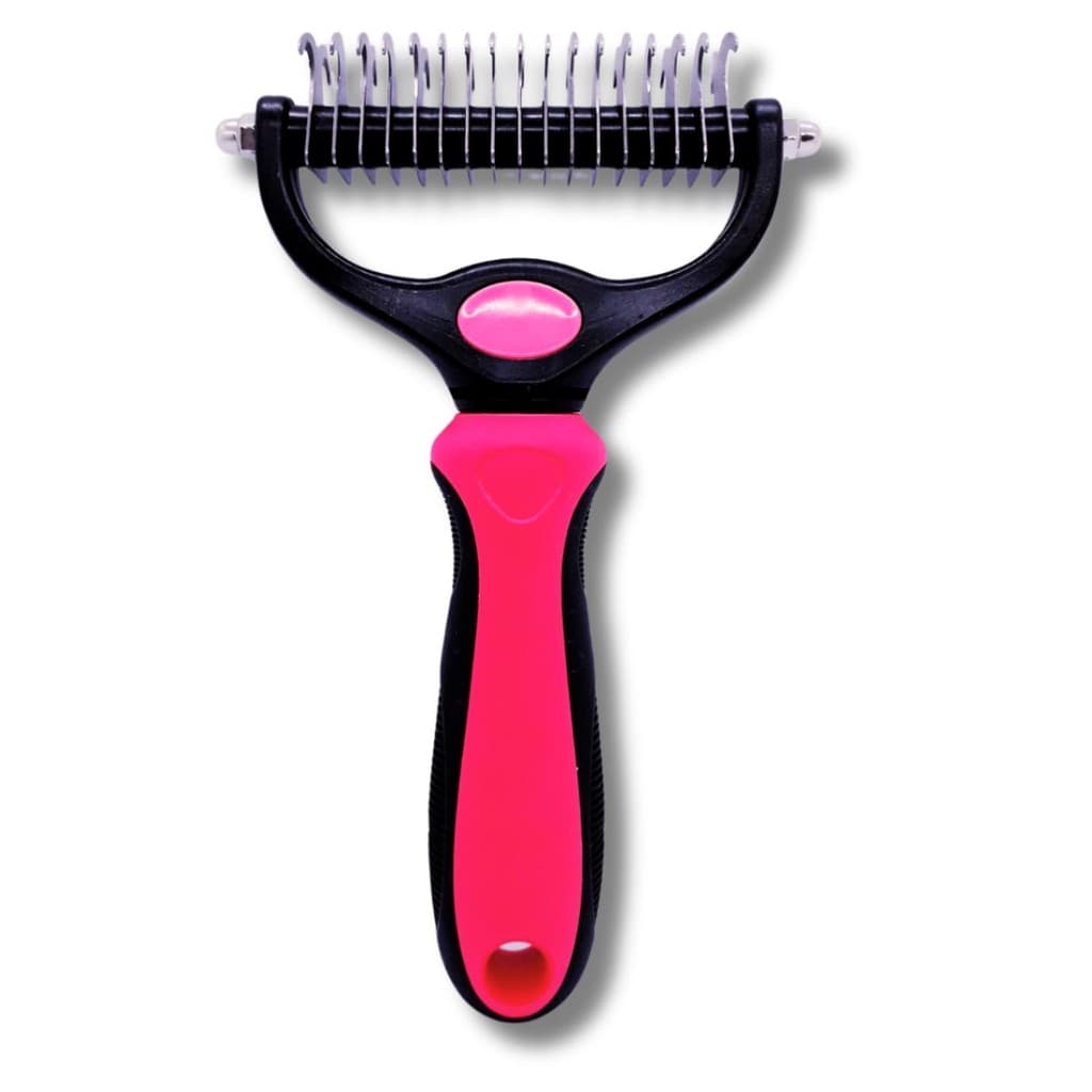 Escova Desembolador de Pelo Grande para Cachorro Gato Pet Rake Removedor Tira Pelos Subpelo Rosa