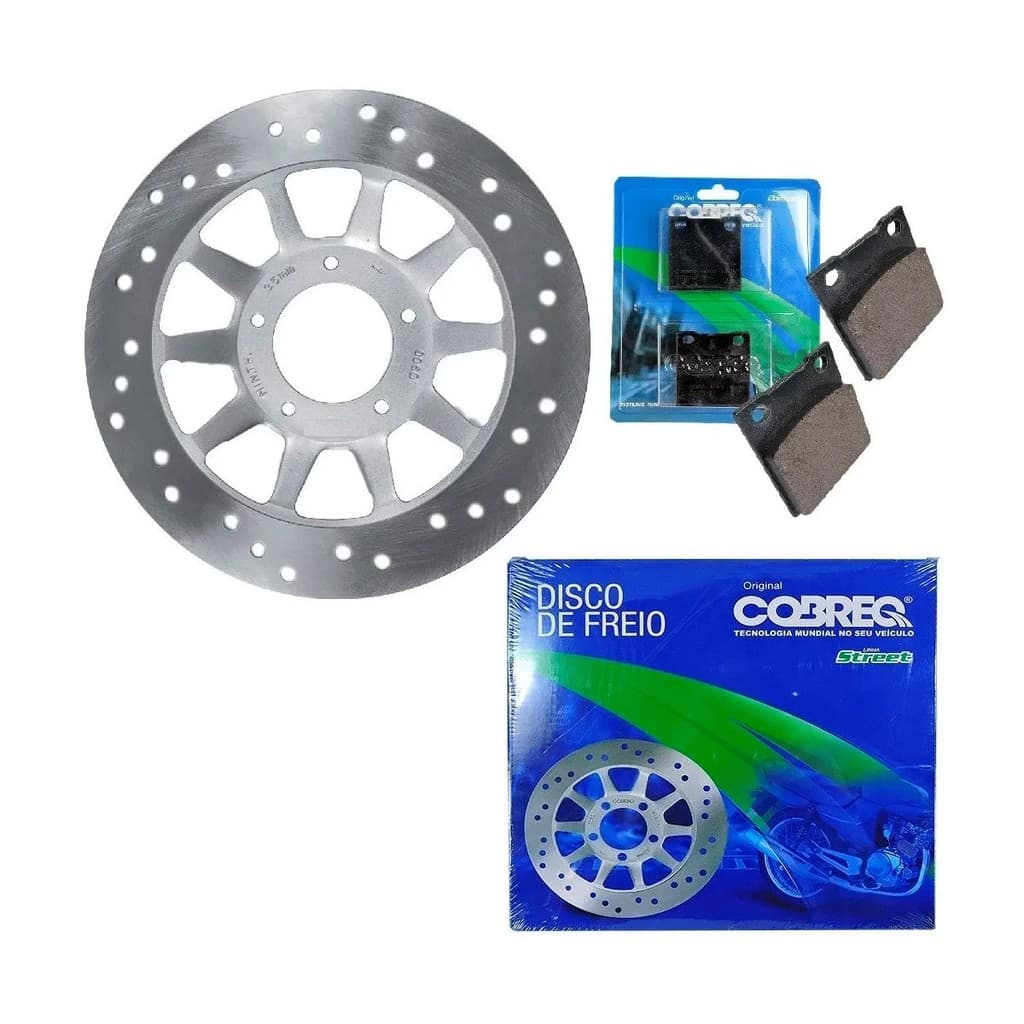 Kit Disco Freio + Pastilha Cobreq Titan 125 2000 Es Ate 2004