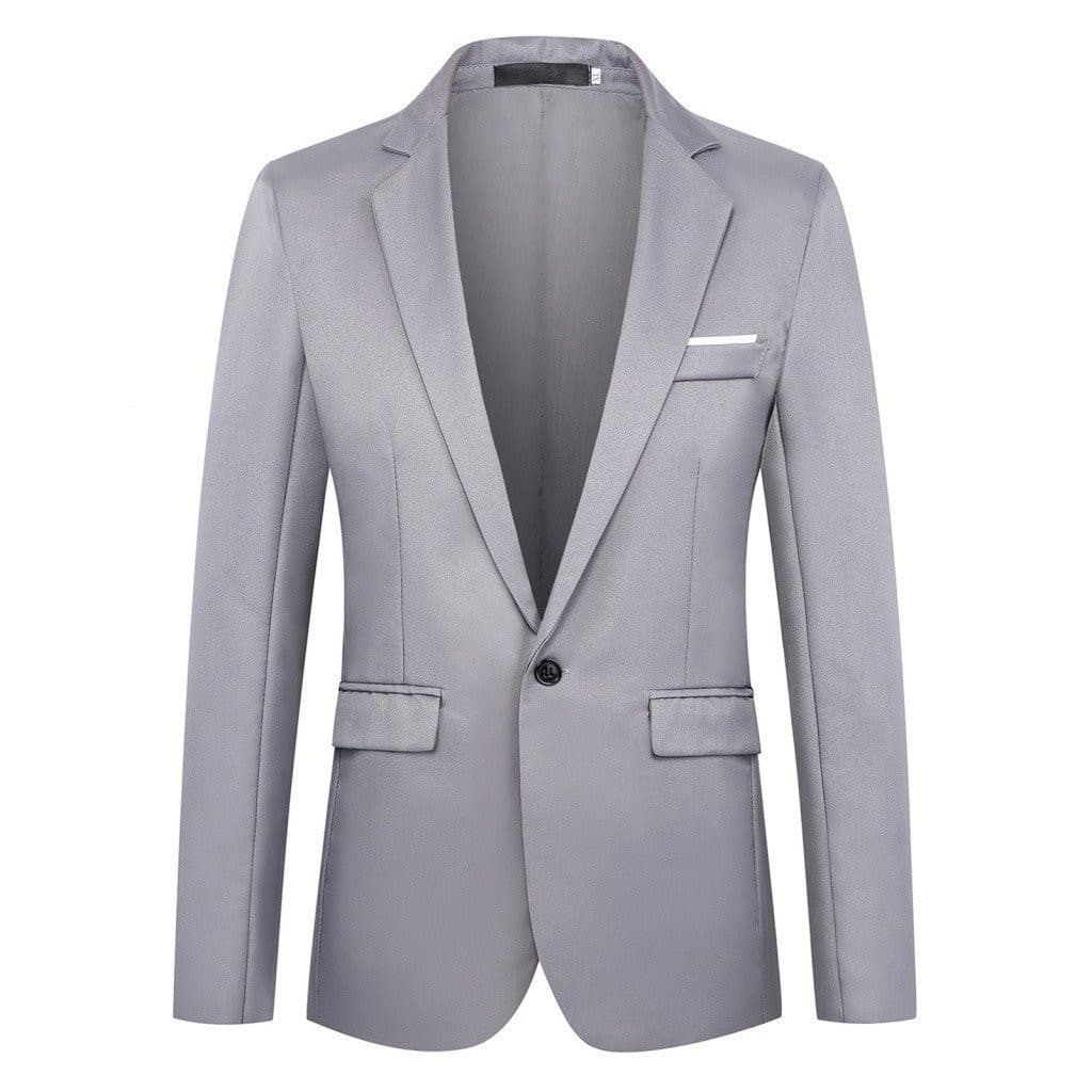 Homens Da Moda Cor Sólida Manga Longa Lapela Slim Fit Blazer Suit Coat Outwear