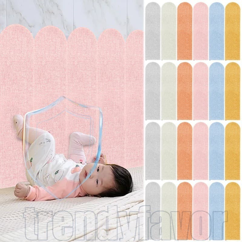 Adesivo De Parede Anticolisão De Cor Sólida De 4 Unidades-Tapete De Berçário-Painéis Acolchoados Macios 3D-Faixa Proteto