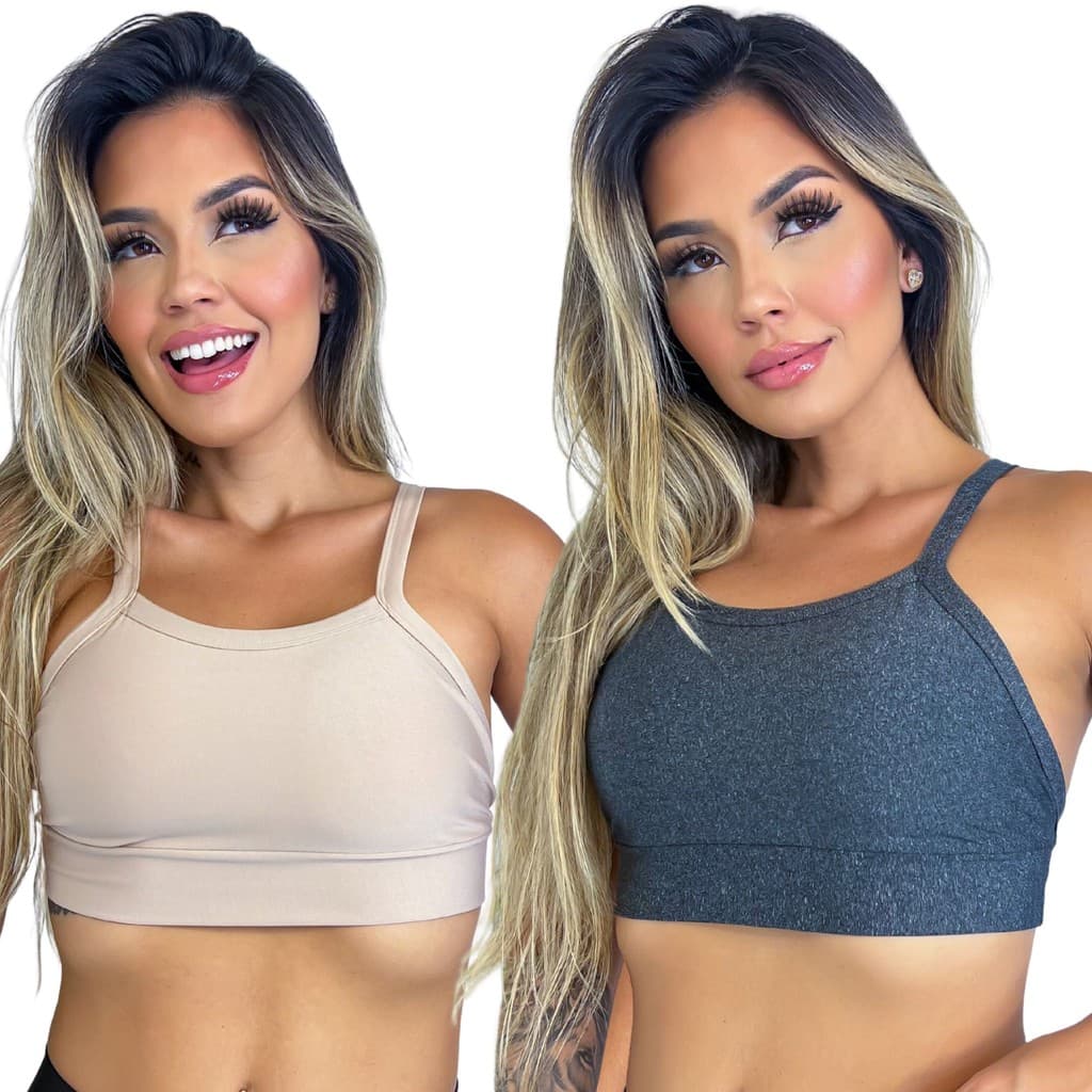 Kit 2 Top Academia Feminino Fitness Estilo Cropped Feminino