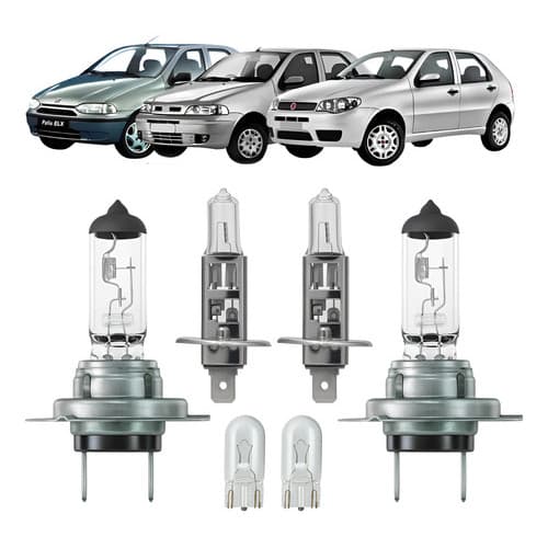 Kit 6 Lâmpadas Halógena Farol Lanterna Fiat Uno Palio Siena
