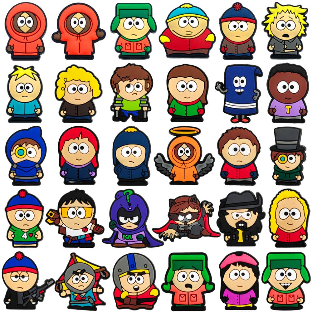 MEIDJ Encantos De Sapato 30 Cartoon Padrão Decorações Acessórios De PVC Com Botão