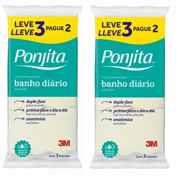 Kit com 6 Esponja de Banho Diario Ponjita Amarela