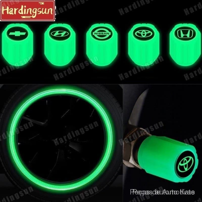 4 Unidades Aplicáveis a Vários Modelos Tampas de Válvula de Pneu de Carro Luminosas Universais Acessórios Comuns para Bi