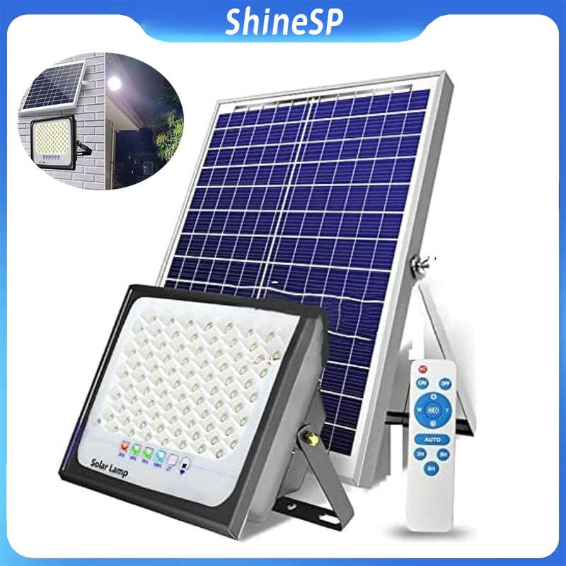 Kit 3 Holofote Refletor Solar Led PRO 200W ou 100W Prova D'àgua C/placa Solar Branco Frio