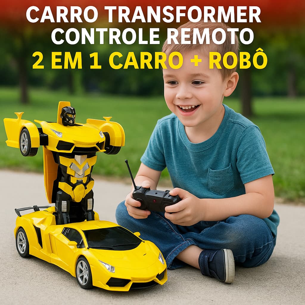 Brinquedo Carrinho de Controle Remoto Transformers Carro 2 em 1 Carro - Robô + Carro