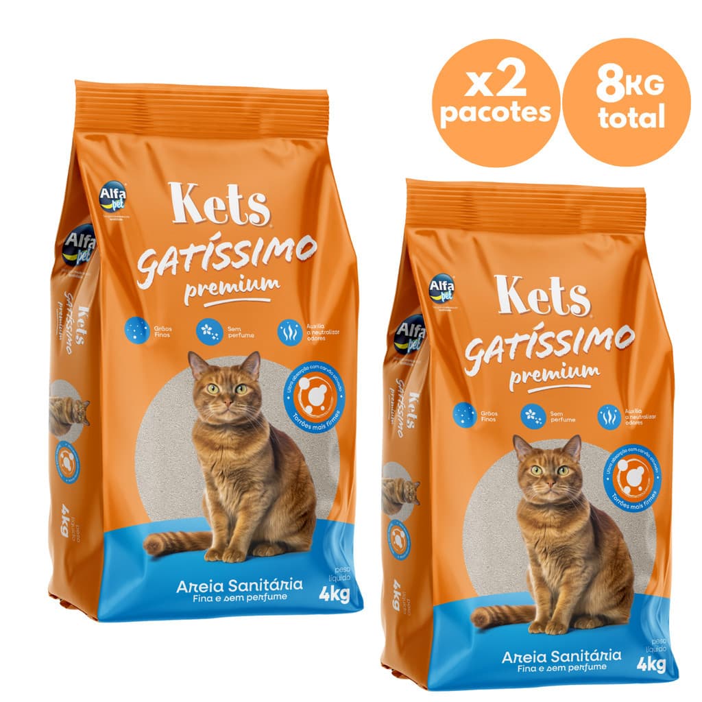 Kit 2 Areia Sanitária Premium Kets Gatissimo 4kg para Gatos