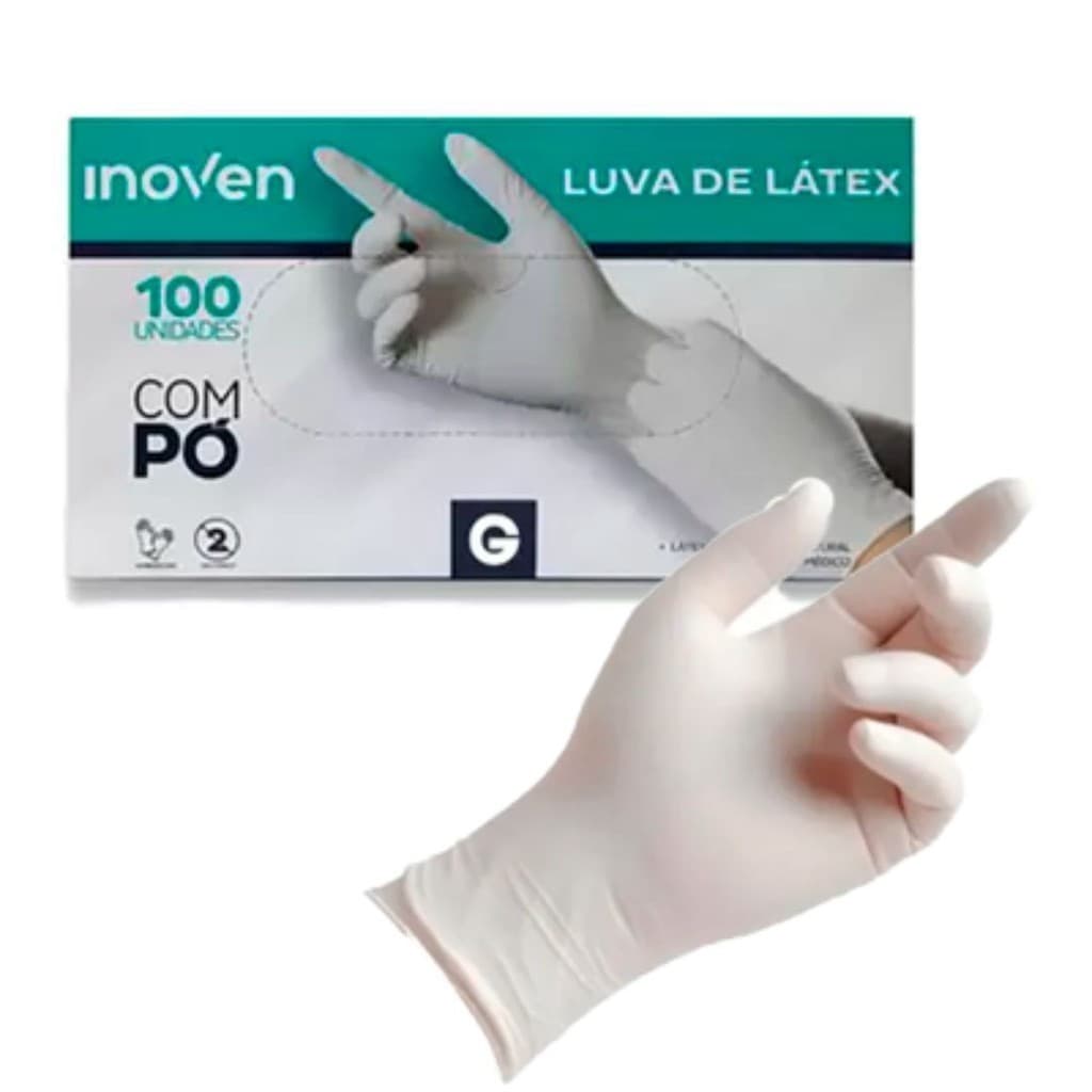 Luva de Látex Procedimento Com Pó Tamanho G 100 Unidades Inoven