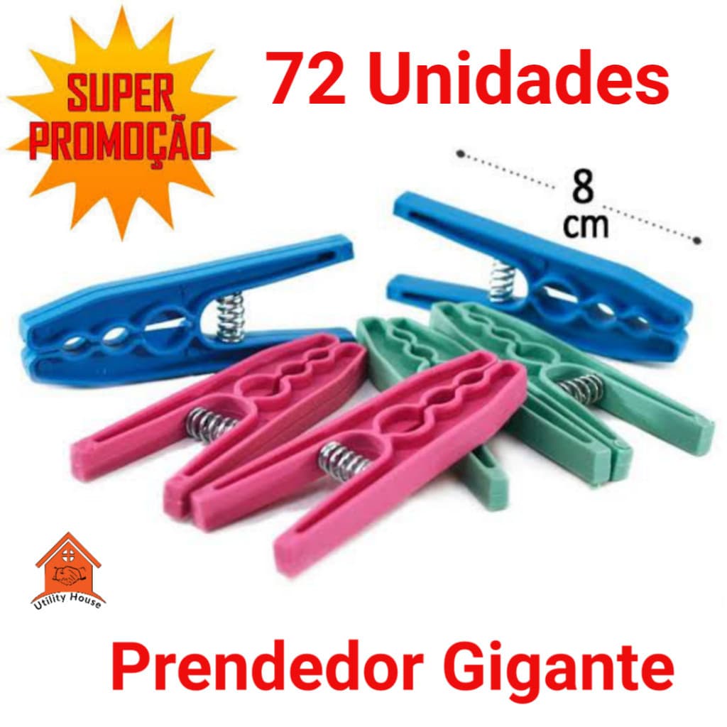 Prendedor 72 Unidades, Plástico Kit, Reforçado G