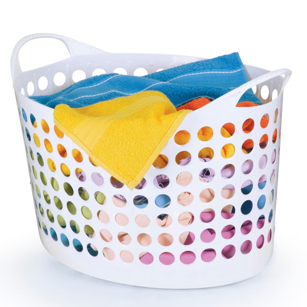 Cesto De Roupa Suja Oval Flexível Com Alça 35 Litros Branco Para Lavanderia E Organização Arthi