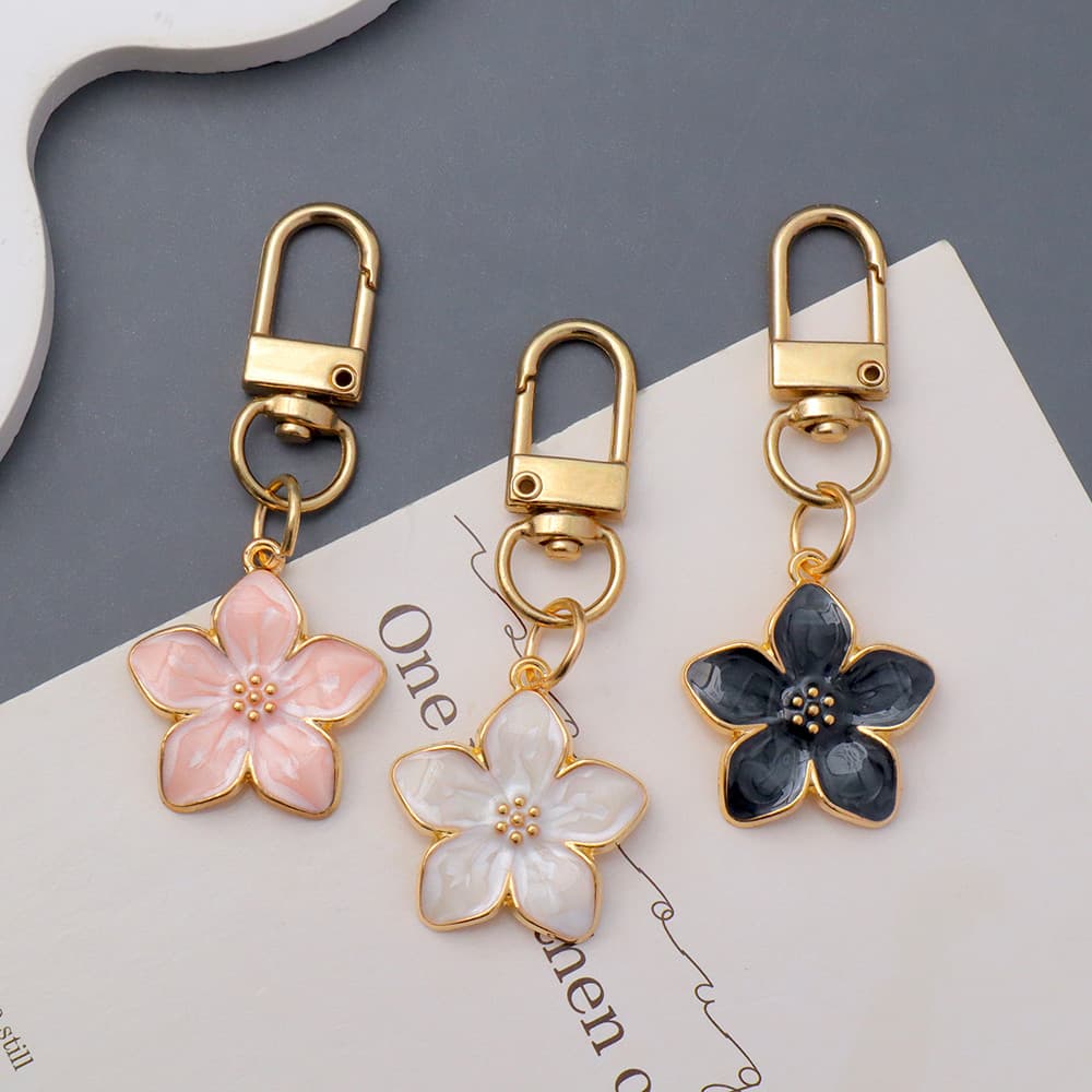 Simples Cor Sólida Sakura Chaveiro Linda Flor Para Mulheres Menina Bolsa Fone De Ouvido Caso Pingentes Presentes Festa