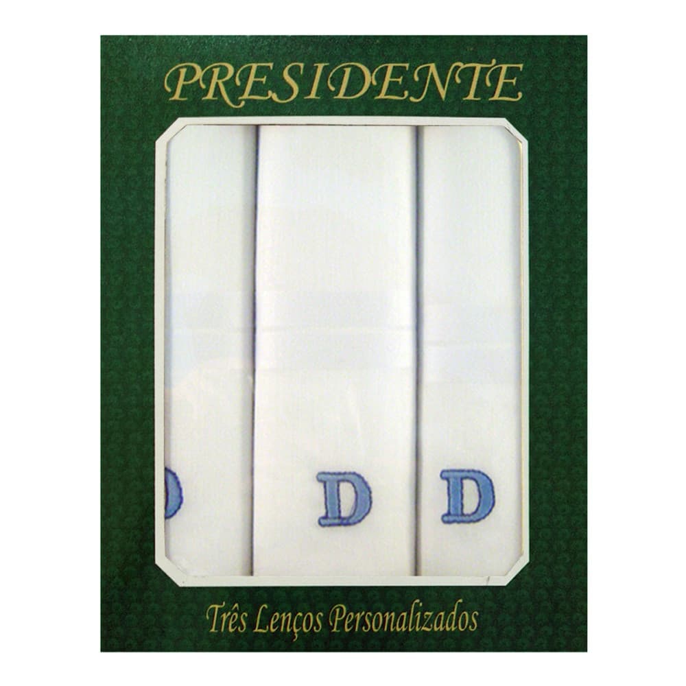 Caixa Lenço Masculino Iniciais Bordadas - Letra D