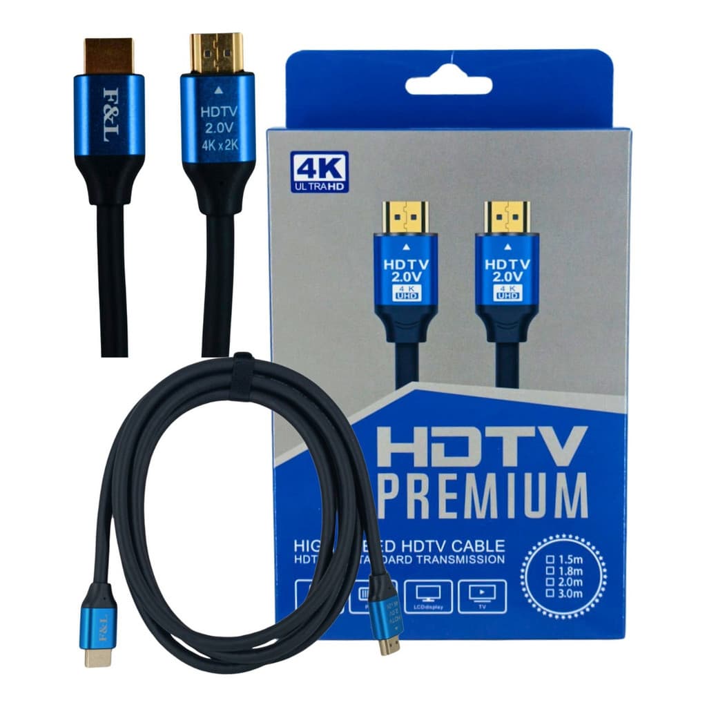 Cabo Hdmi 2.0 2 Metros 4k Blindado - Conectores 24k Gold